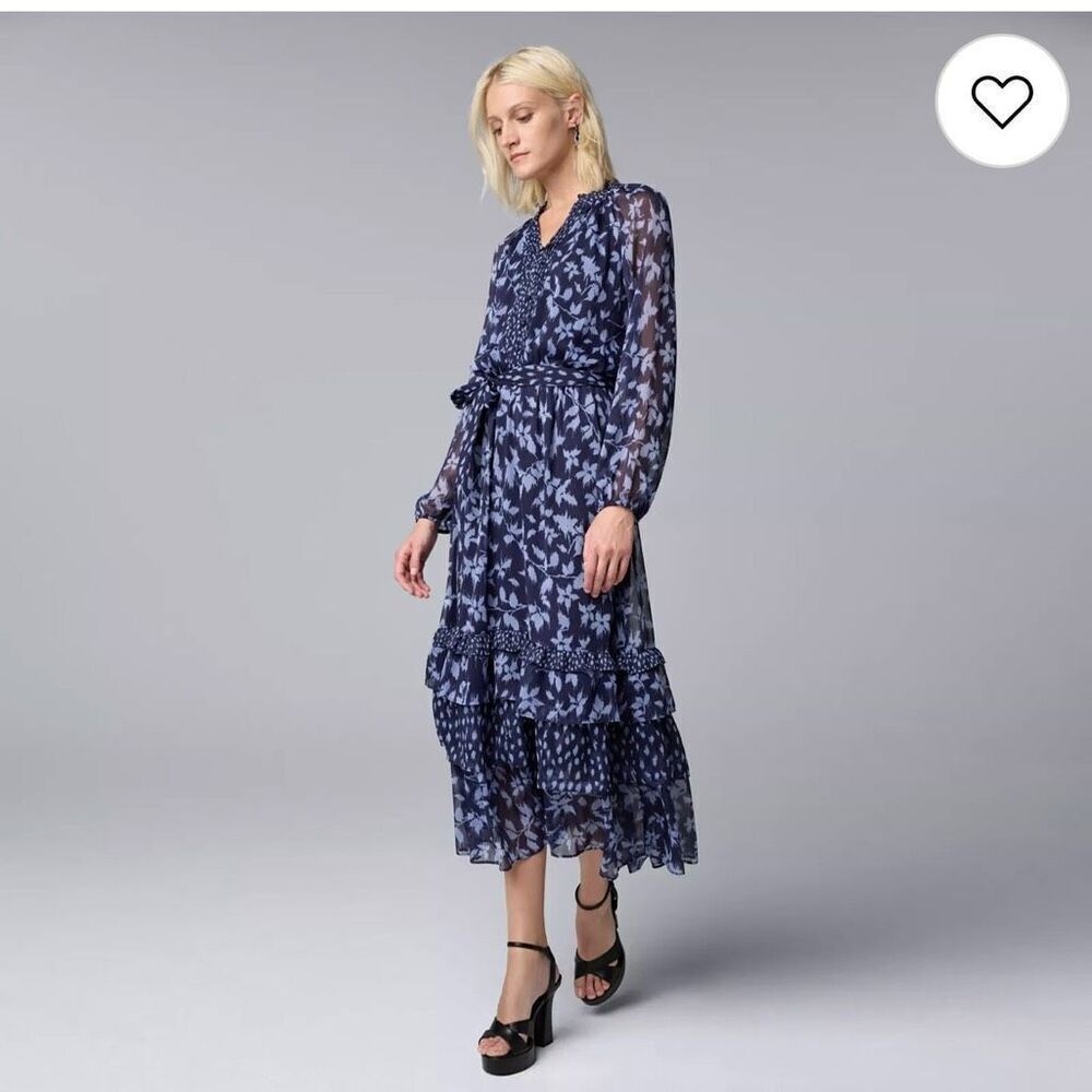 Simply Vera Vera Wang long sleeve tiered ruffle maxi dress